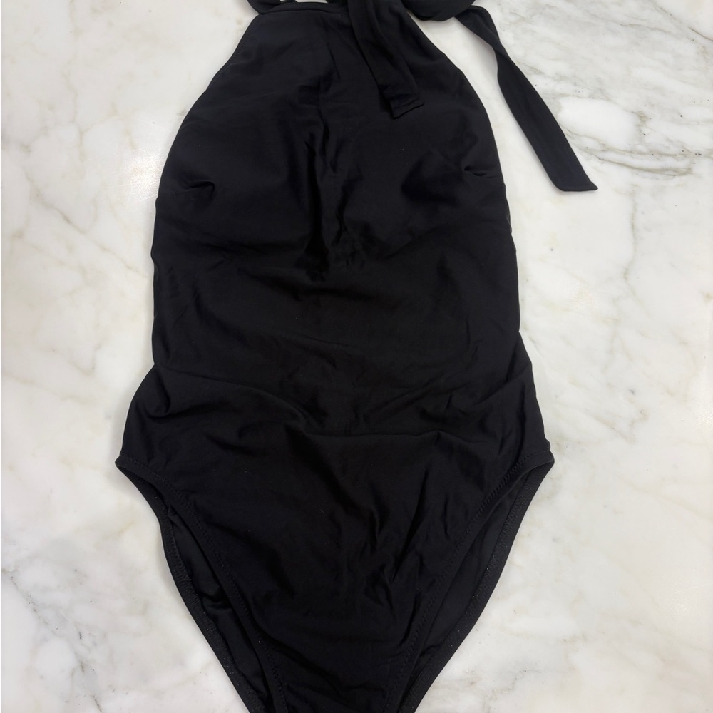 J. Crew Black One-Piece Halter Swimsuit